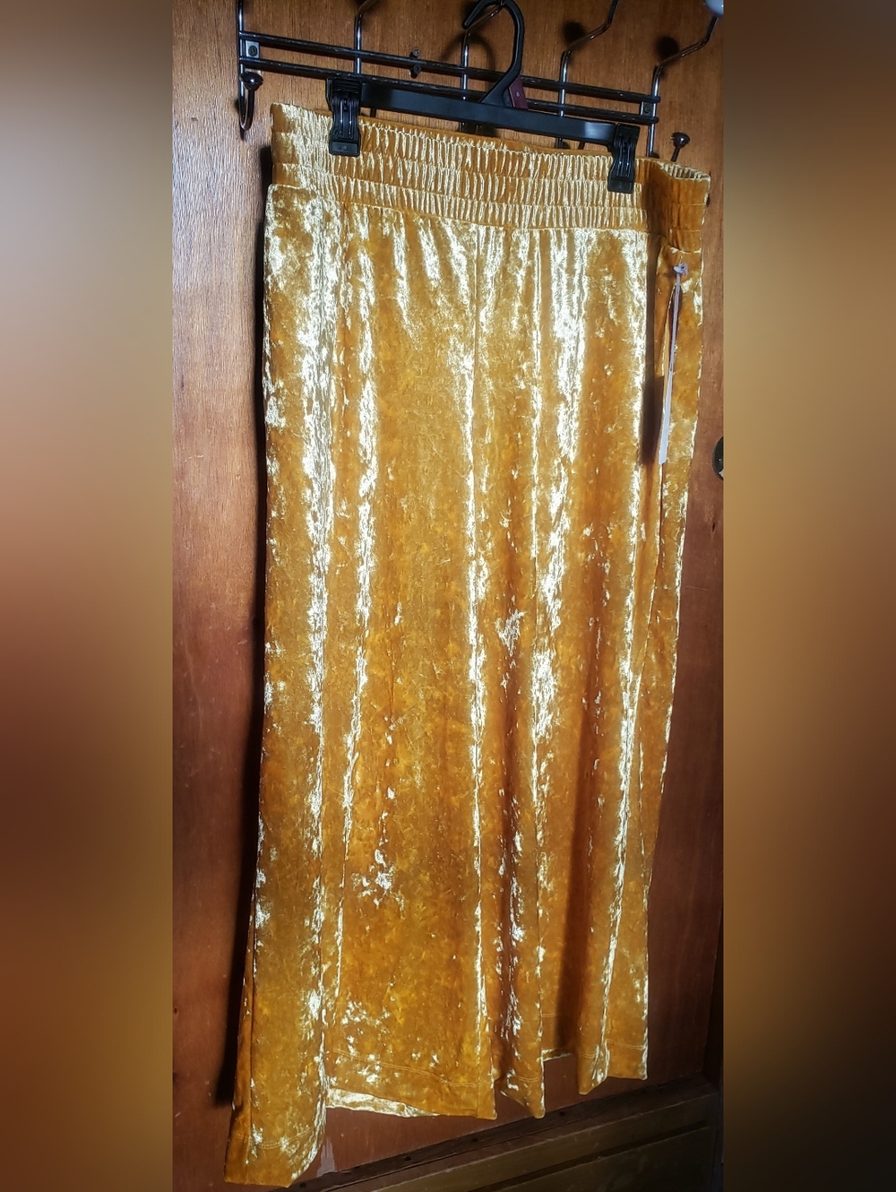 a new day Gold Velvet Wide Leg Pants with Smocked Waistband
